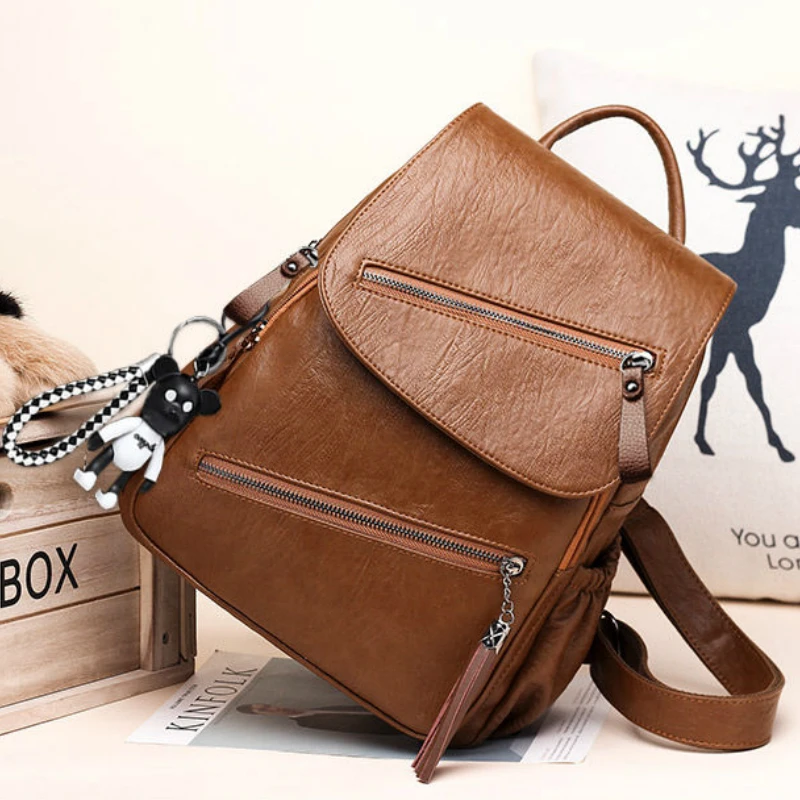 Women Backpacks Pu Leather Simple Patchwork Waterproof Shoulder Bag College Girls Travel Backpack Fashion Ulzzang Large Capacity