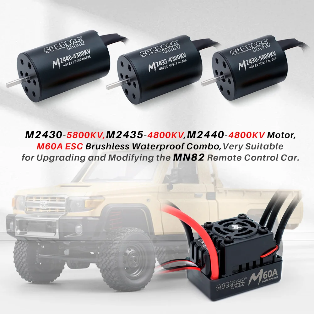SURPASS HOBBY Motor sin escobillas ESC Combo eje de 3.175mm impermeable M35A/45A/60A ESC para 1/10 1/12 1/14 1/16 1/18 RC Car MN82