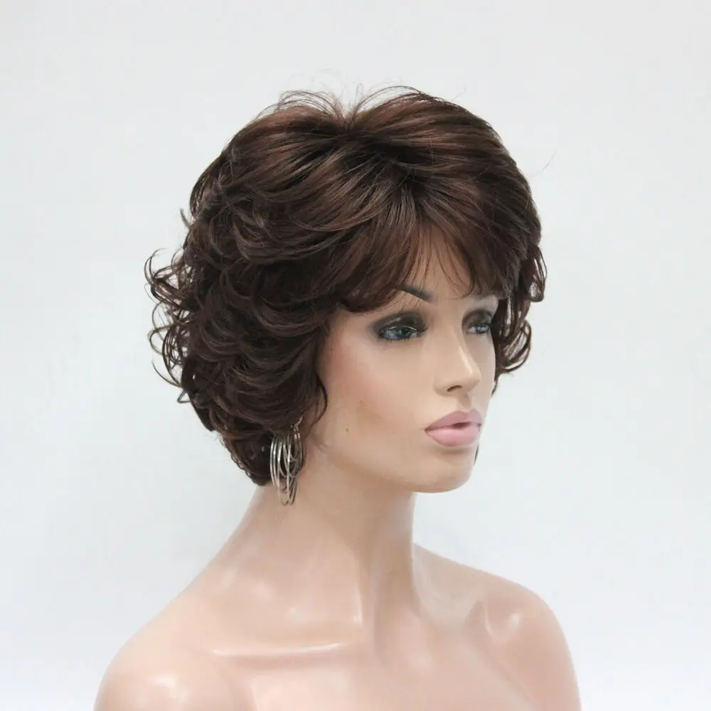 New Women's Wig Wavy Curly Auburn 31# Short Synthetic Hair Full Wig