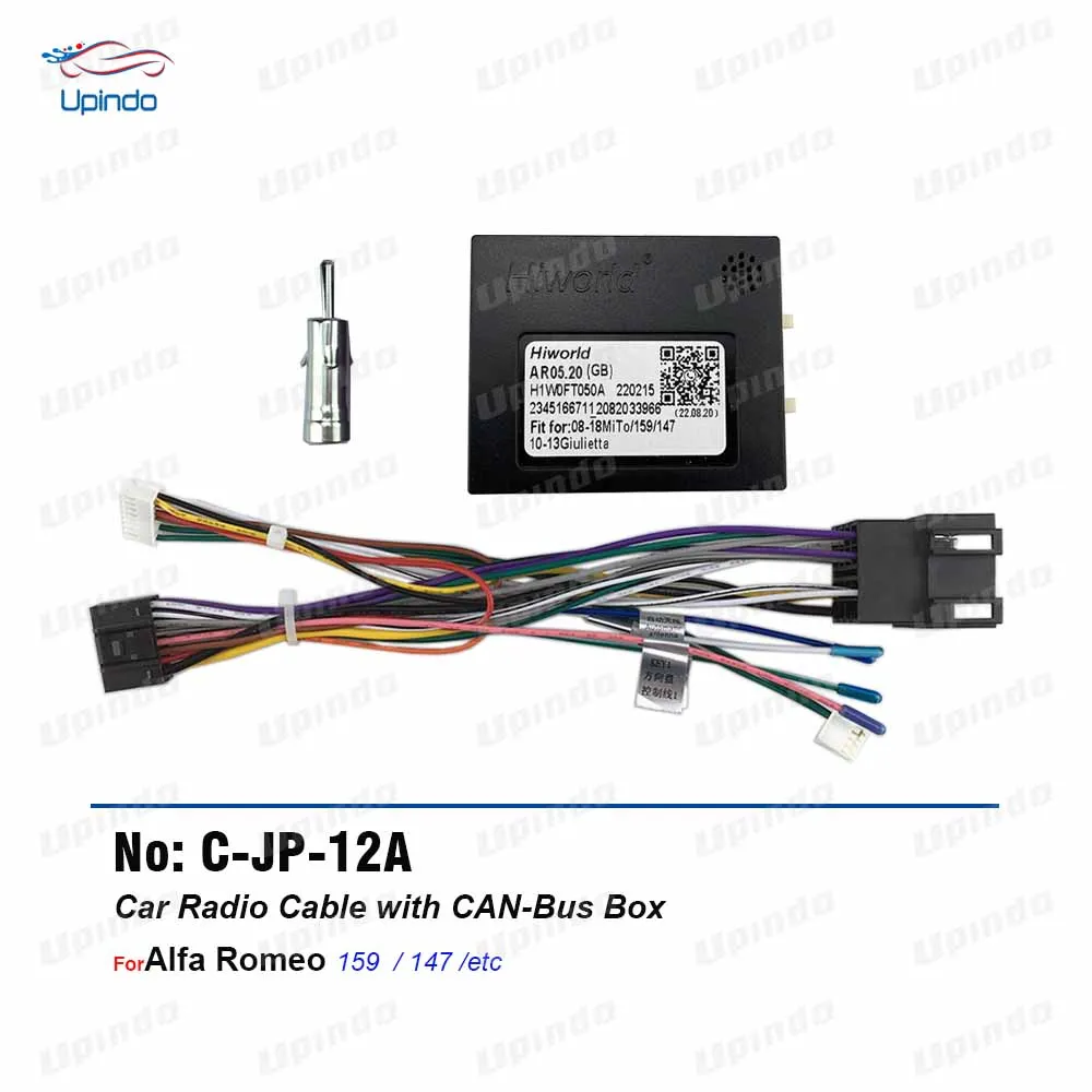 

Car Android Radio Accessories CANBus Cable Power Wiring Harness Socket Adapter with CAN Bus Decoder for Alfa Romeo 147 159