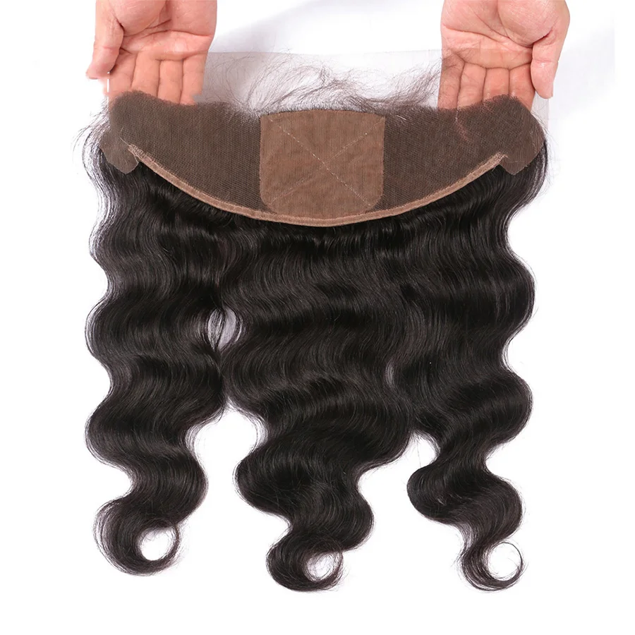 Silk Base Lace Frontal Closure 13x4 Human Hair Silk Top Frontal Closure Straight Remy Human Hair with Baby Hair Natural Black