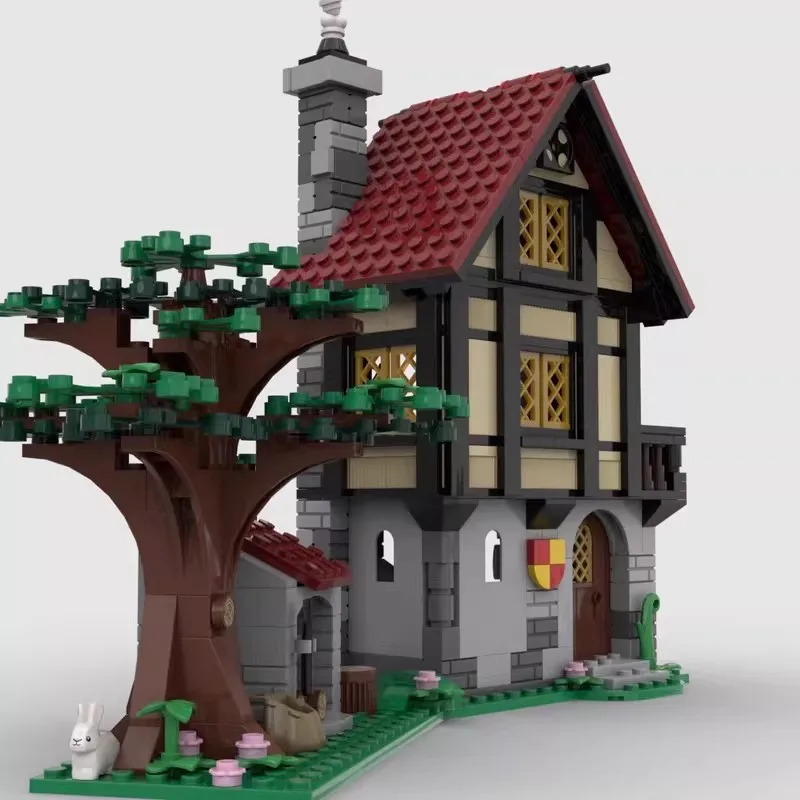 MOC medieval style house street view series model ornaments 519PCS