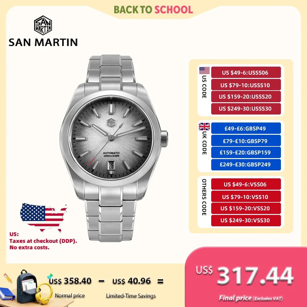 

San Martin Original GADA 36/39/42mm JianZhan Dial Men Watch Miyota 9015 Self-Wind BGW-X1 10Bar Sapphire Reloj SN0144GS/X/L-3/4