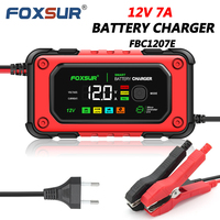 FOXSUR 12V 7A FBC1207E Car Battery Charger Motorcycle Smart Battery Charger For AGM LiFePO4 GEL Intelligent Repair Tools