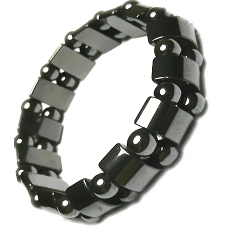 مزدوج الهيماتيت الأسود أساور التخسيس تحفيز نقاط الوخز التهاب المفاصل لتخفيف الآلام سوار للنساء الرجال مجوهرات حجر الطاقة