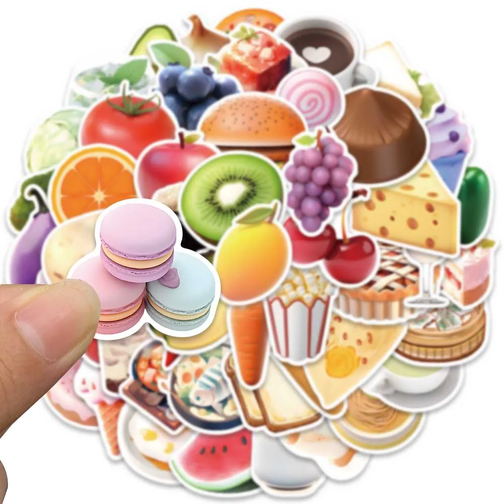 50pcs Vinyl Laptop Decals Cute Cartoon Food Stickers For Luggage Guitar Notebook Phone Bicycle Car Waterproof Graffiti