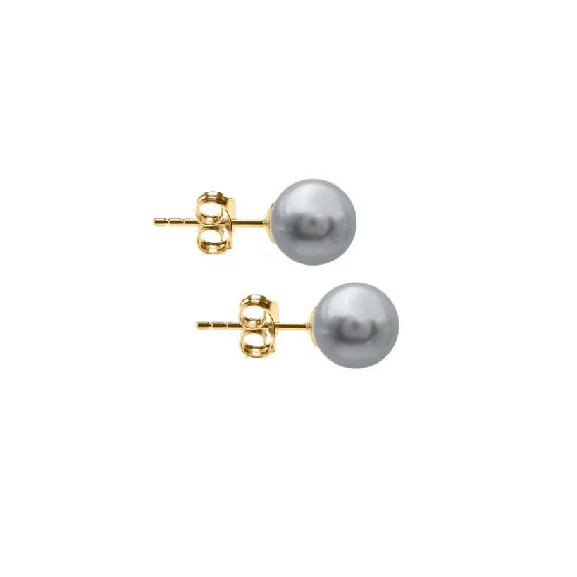 Pair of 8-9mm Genuine Natural Gray Pearl Earring