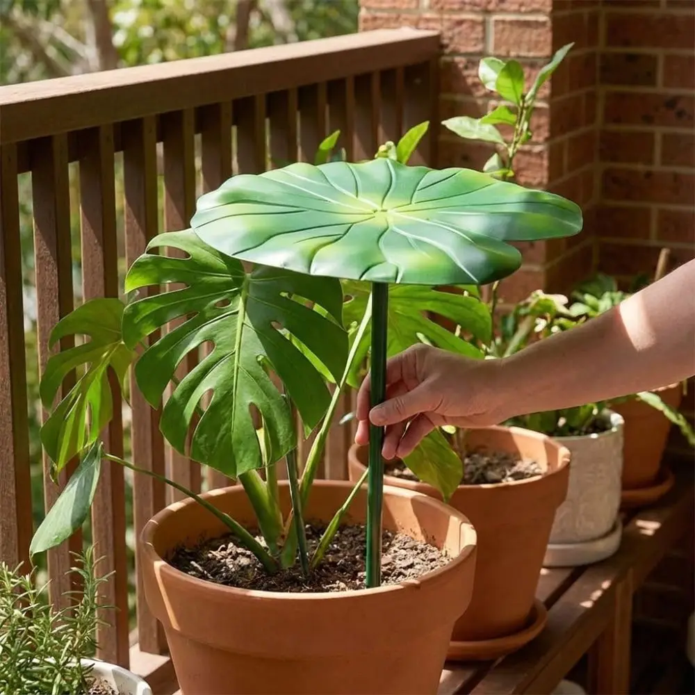 Lotus Leaf Shape Plant Umbrellas with Stake Detachable Garden Shade Umbrella Iron Art Rust-proof Metal Plants Shade Cover