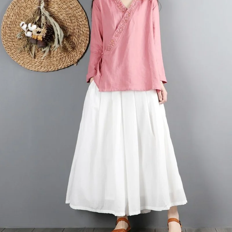 2023 New Women\'s Clothing Crew Neck Long Sleeve Classic Lolita Spring Autumn Solid Color Button Printed Loose Shirt