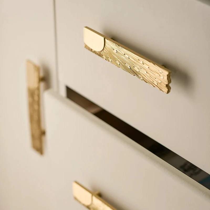 Brass Furniture Handle with Unique Line Satin Finish Suitable for Drawer Shoe Wardrobe Door Drawer Bathroom Cabinet Home Decor