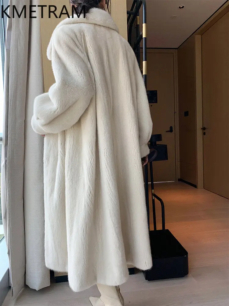 KMETRAM Velvet-grade 100% Natural Mink Fur Jackets Woman Fashion Warm Long Real Mink Fur Coat Winter Jacket Women Clothing 2026
