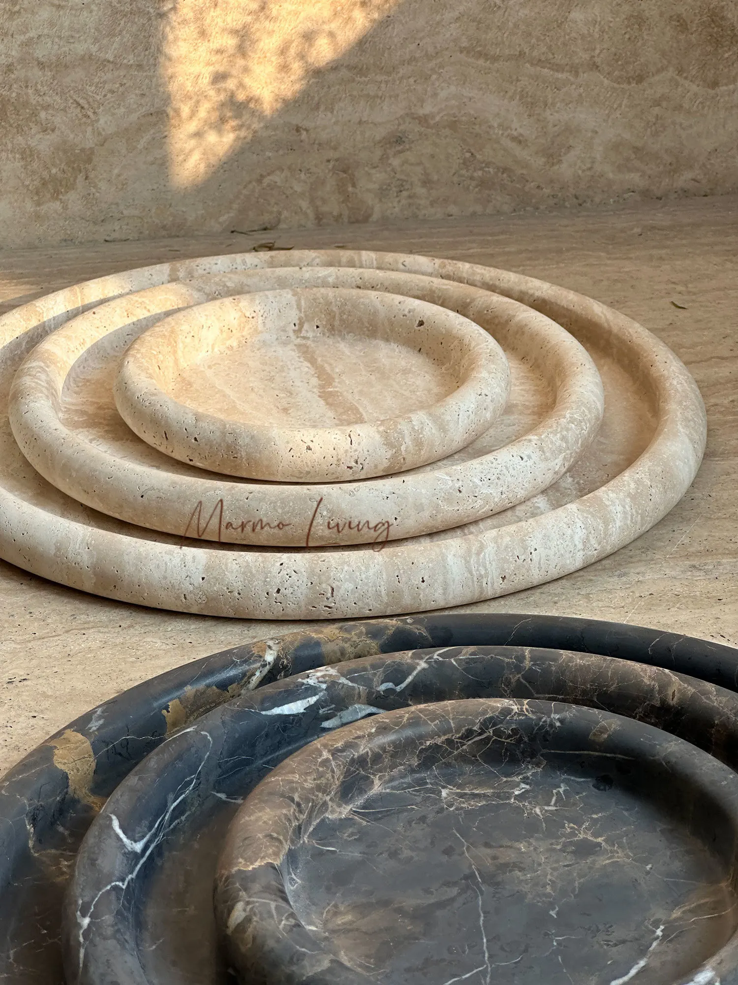 Wabi Sabi Natural Stone Tray Decor Bowl Fruit Plate Jewelry Organizer Living Room Coffee Table