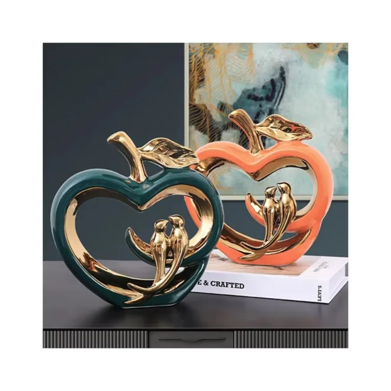 Light Luxury Home Decorations Wine Cabinet TV Cabinet Apple Love Bird Ceramics