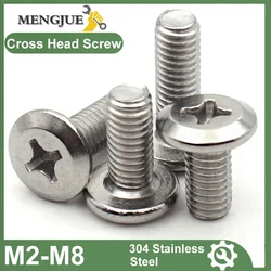 2-20Pcs M2 M2.5 M3 M4 M5 M6 M8 M10 CM 304 Stainless Steel Cross Phillips Recessed Large Flat Head Screw Bolt Furniture Rivet