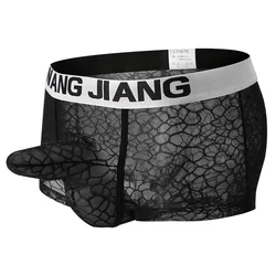 Hot-selling New Underwear Men's Sexy Panties Translucent Mesh Elephant Nose Sexy Boxer Shorts Male