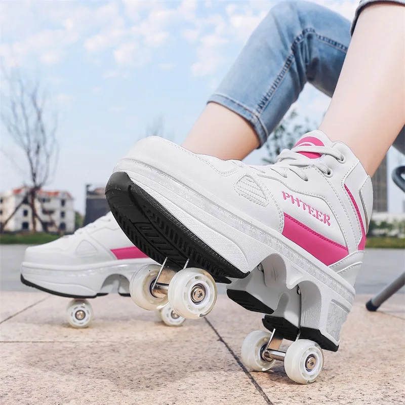 Classic Fashionable Simple Skating Shoes With Two Wheels Suitable For Students' Outdoor Sports And Leisure Activities Skate