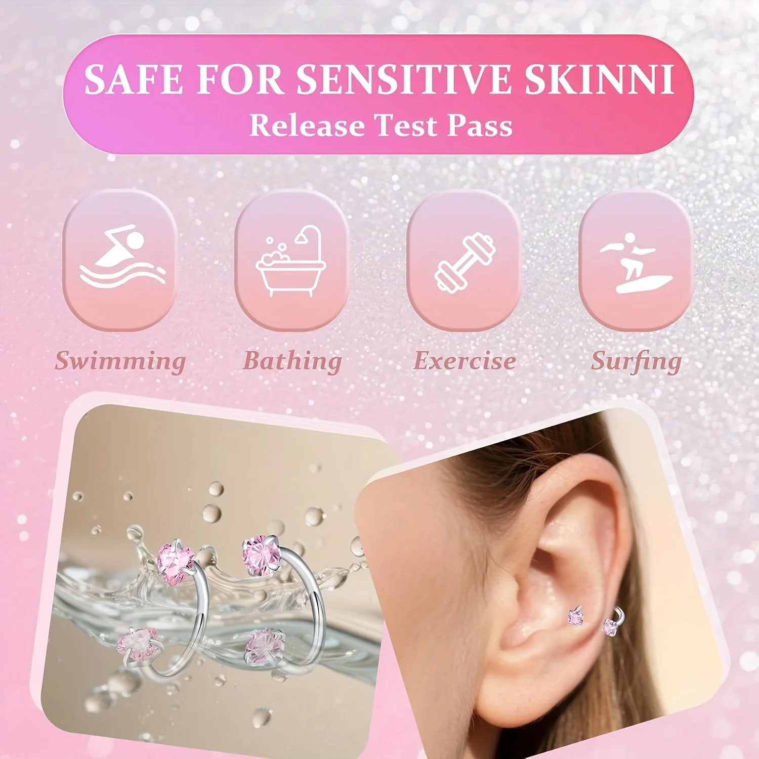 Horseshoe Nose Rings for Women Men Double Gem Nose Rings Stainless Steel Cartilage Earrings Set Nose Screw Nose Piercing Jewelry view 4