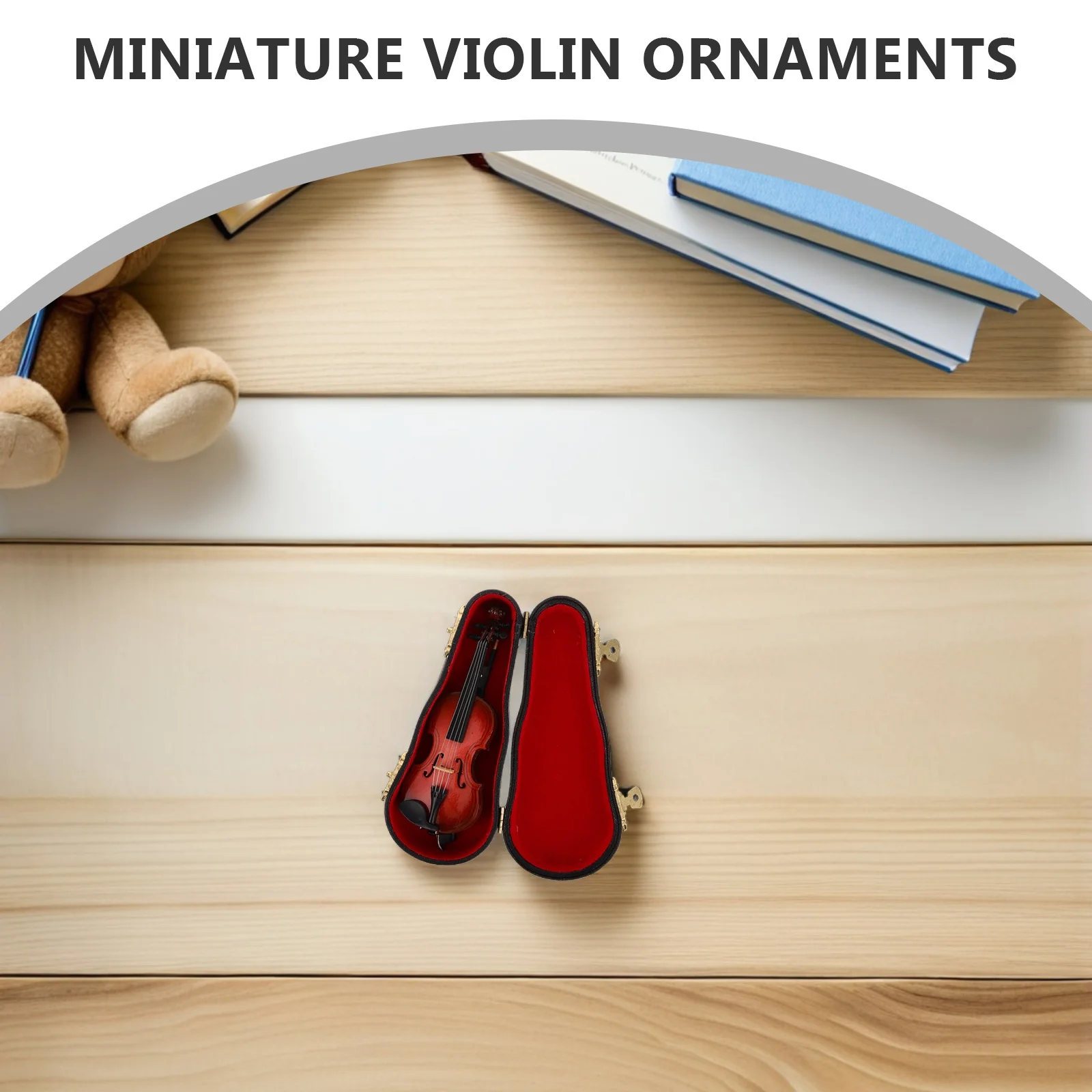 Mini violino in legno 12 cm piccolo ornamento per strumenti musicali desktop ufficio decorativo ornamento per violino in miniatura custodia per arco