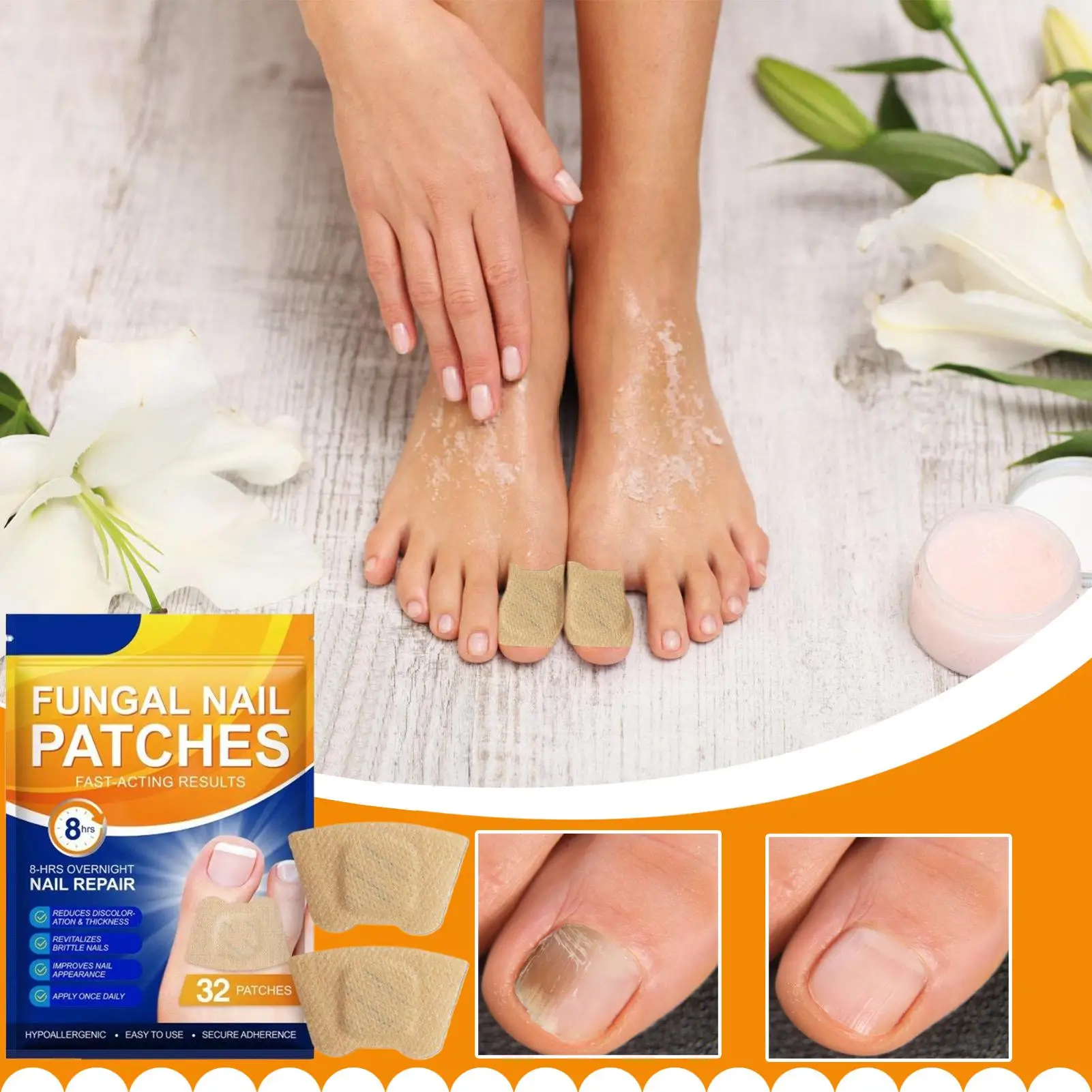 32개 네일 리페어 패치 발톱 재생 교정 스티커 손발톱 주위염 회복 페디큐어 도구 갈라진 손톱 보호 테이프