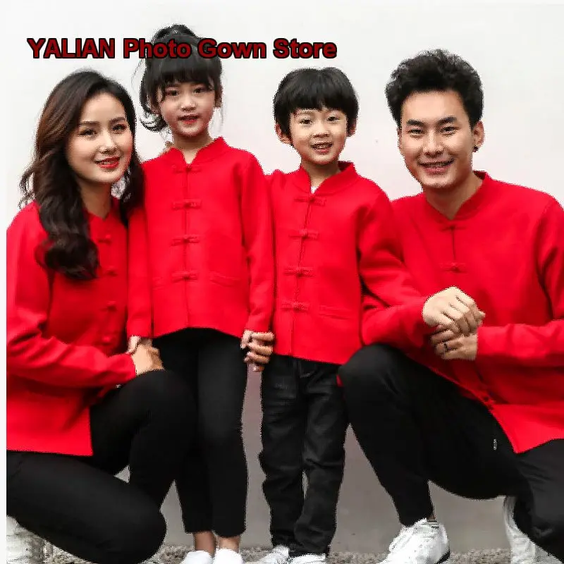 2026 Chinese New Year Traditional Knit Tang Suit for Boys and Girls, Ethnic Parent-Child Cheongsam