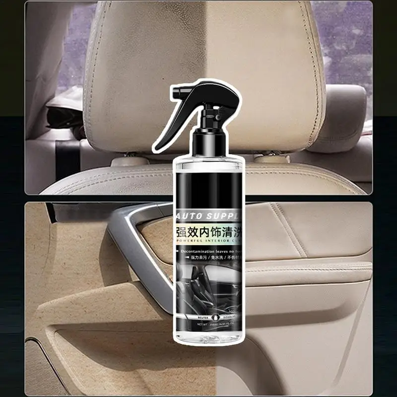 Limpiador de espuma para coche, Spray de espuma suave Neutral para descontaminación de asientos de tela de cuero, limpiador Interior de vehículo, 256ml