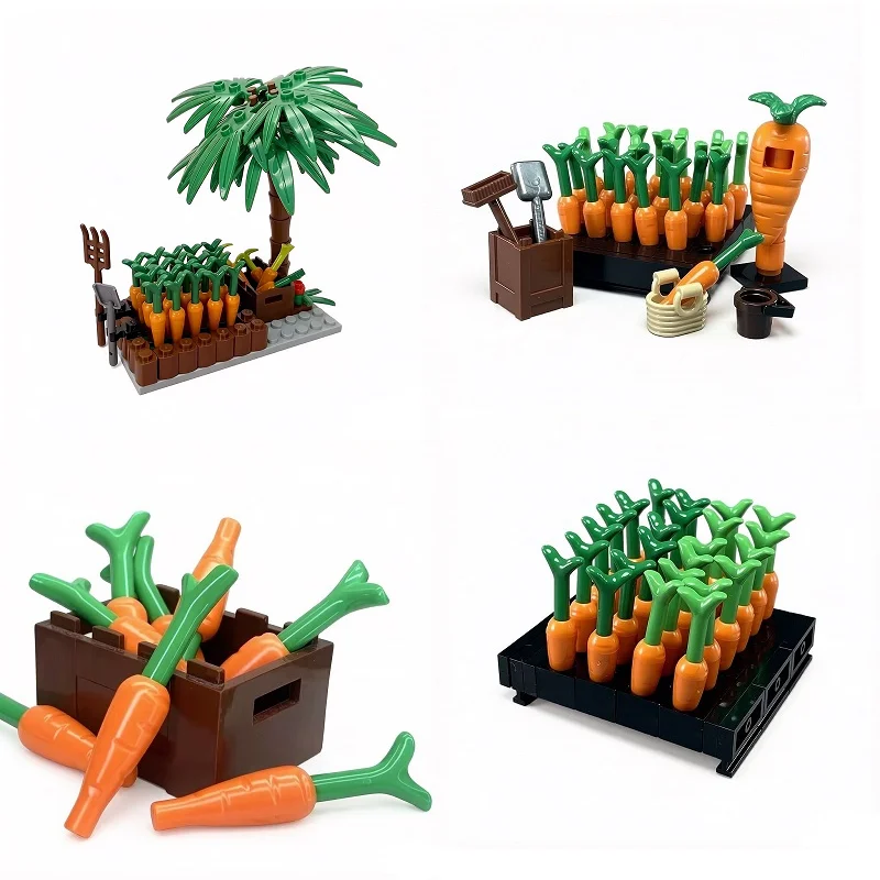50pcs MOC scene building block 33172 DIY carrot with green shoots 33183 garden lawn decoration building block accessories