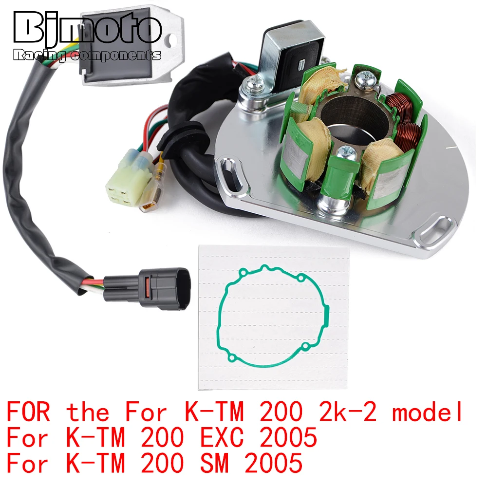 

Engine Stator Coil+Voltage Regulator rectifier For K-TM 200 2k-2 model 200 EXC SM 2005 With Gasket