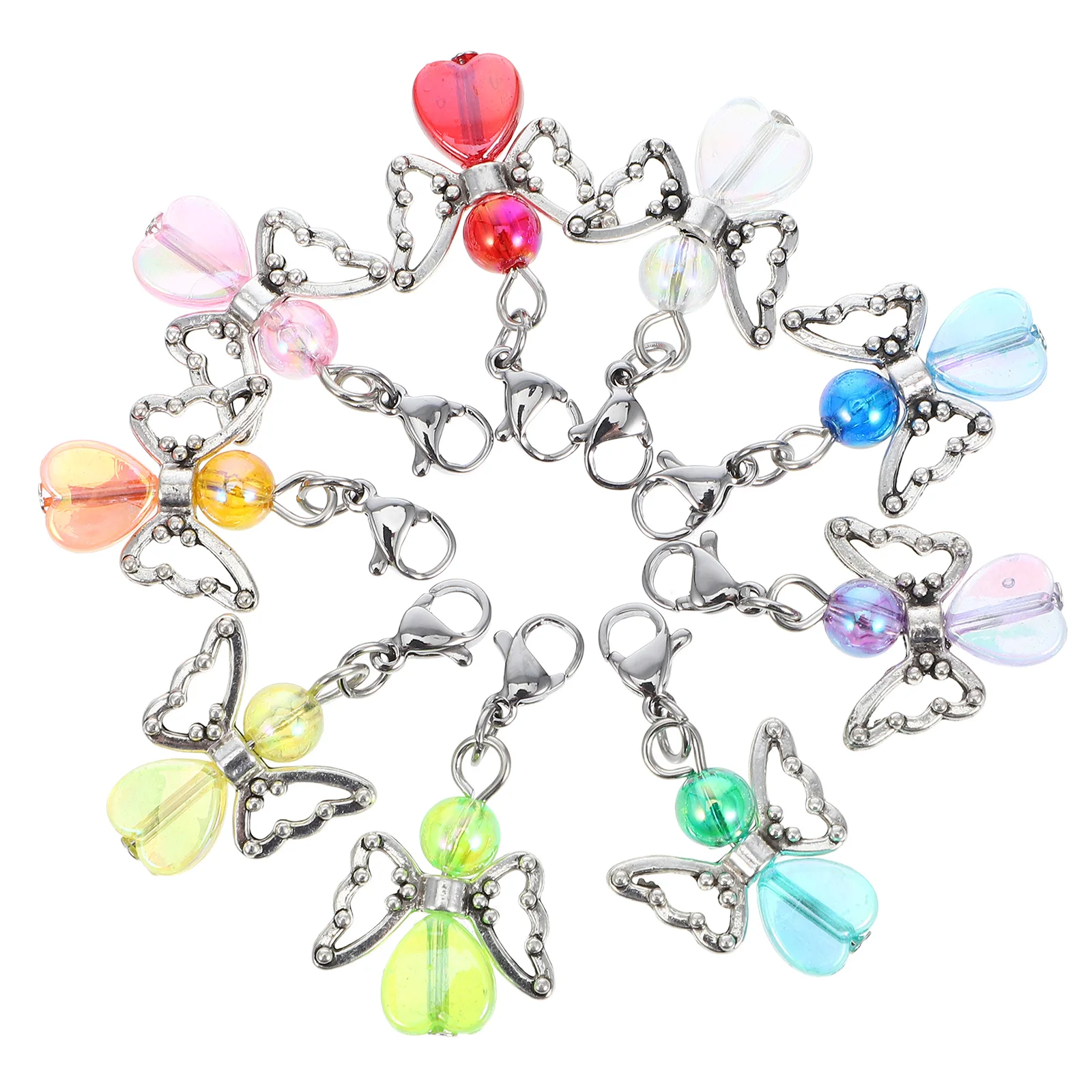 

9 Pcs Lobster Clasps Love Angel Pendant Charms for Bracelets with Beads Supplies Dangle Jewelry Wings Birthstone