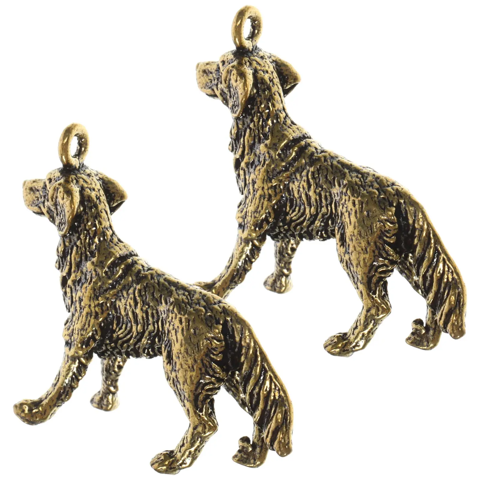 

2 Pcs Copper Dog Hanging Decoration Solid Brass Lucky Charm Pendant DIY Jewelry Keychain Accessories Small Animal Ornaments