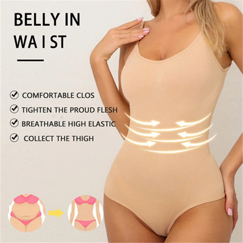 Women Full Body High Elastic Bodysuit Shapewear Seamless Smoothing Tummy Control Waist Trainer Underwear Thong Shaper