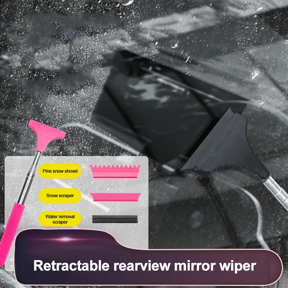 Rearview Mirror Windscreen Wiper Retractable Portable Rubber Squeegee Cleaning Tools Parts Car Rain Remover for Auto Accessories