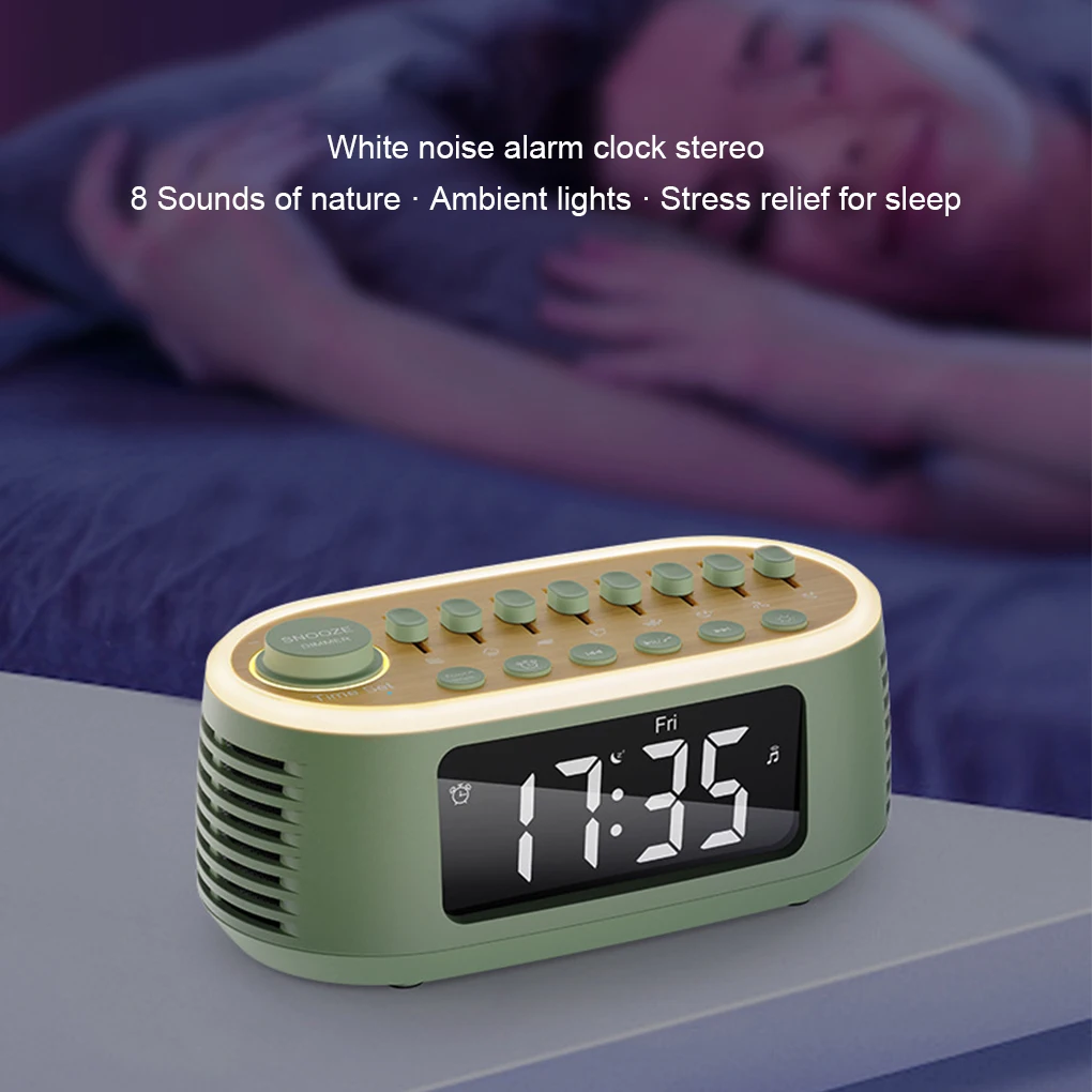 Altavoz estéreo de ruido blanco con función de despertador y altavoces con pantalla LED con Bluetooth