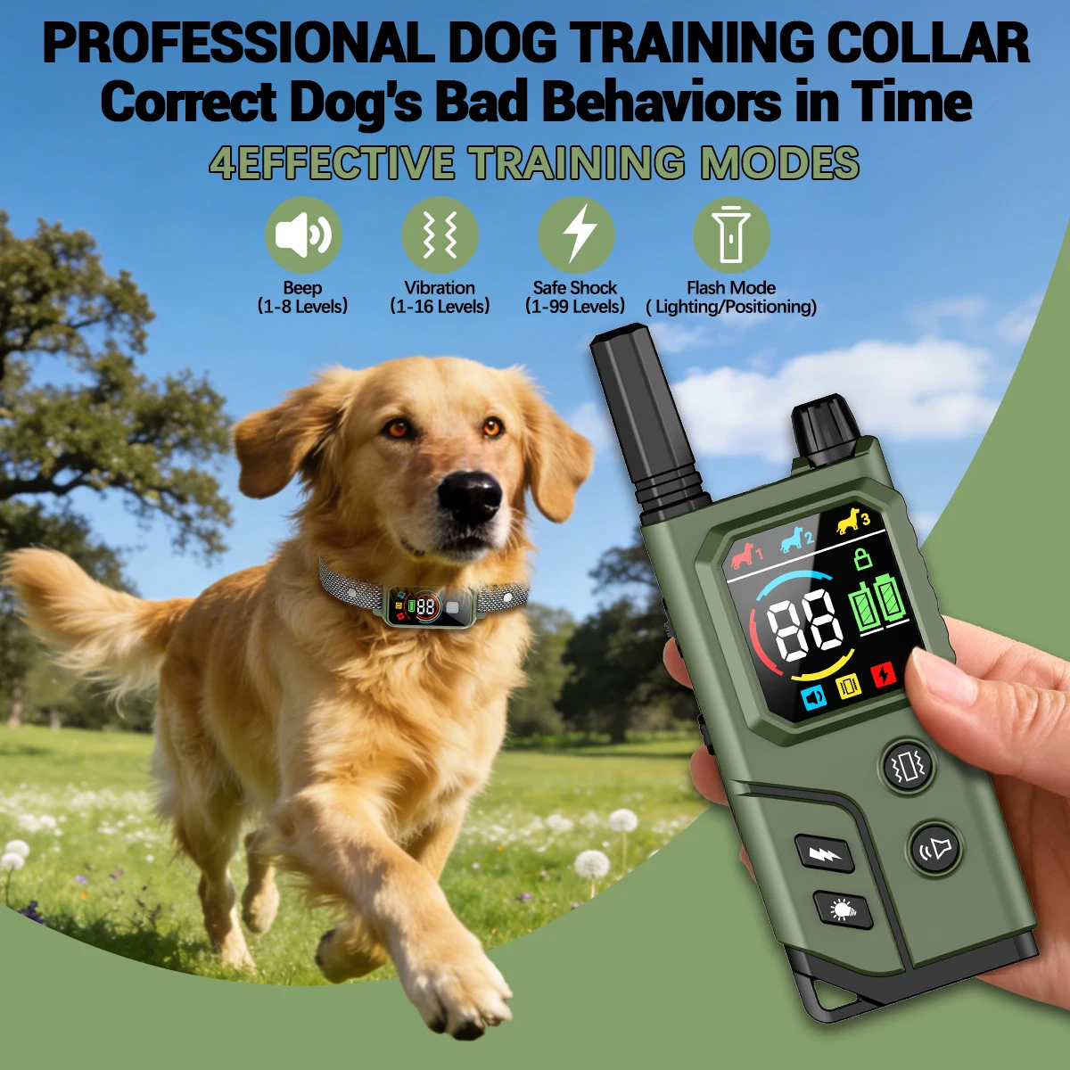 ORCLEAB X800 Dog Training Collar Waterproof IP68 Dog Bark Collar Pet With Remote Control Rechargeable For All Size Dogs - view 2
