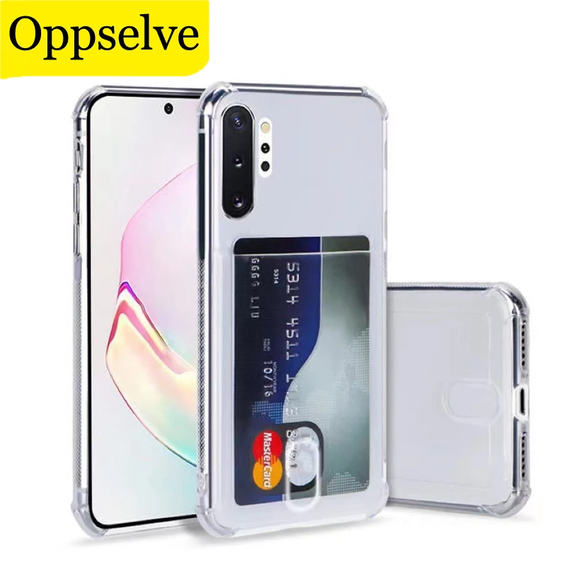 Shockproof Transparent Phone Case For Samsung S21 S22 S23 Plus Ultra Note Pro 20 A91 A71 Soft Silicone Wallet Cover Card Holder