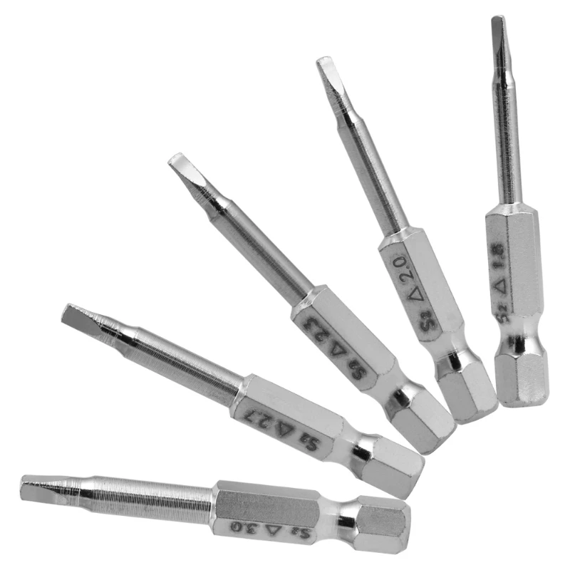 New 5 Pcs for Triangle for Head Screwdriver Bits Steel 1/4 Shank