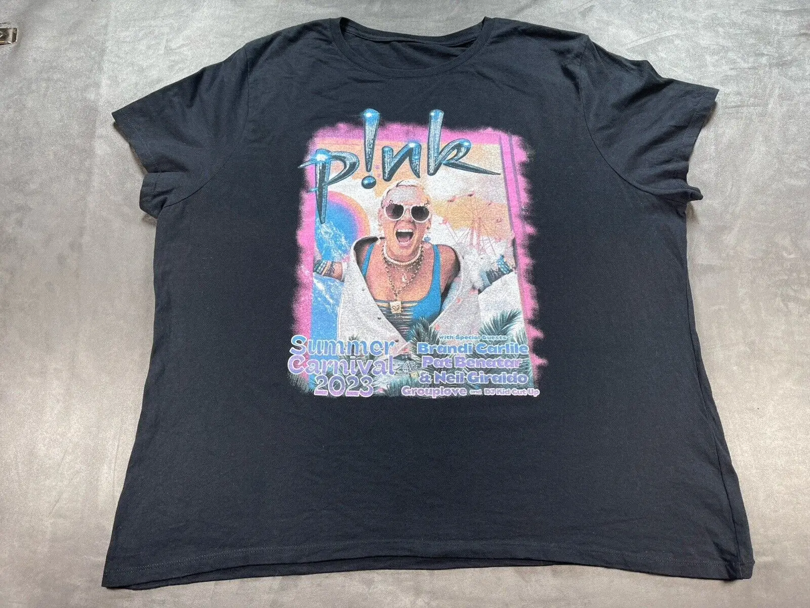 

P!NK Faded 2023 Carnival Tour Black 2XL-3XL Shirt Brandi Carlile Pat Benatar