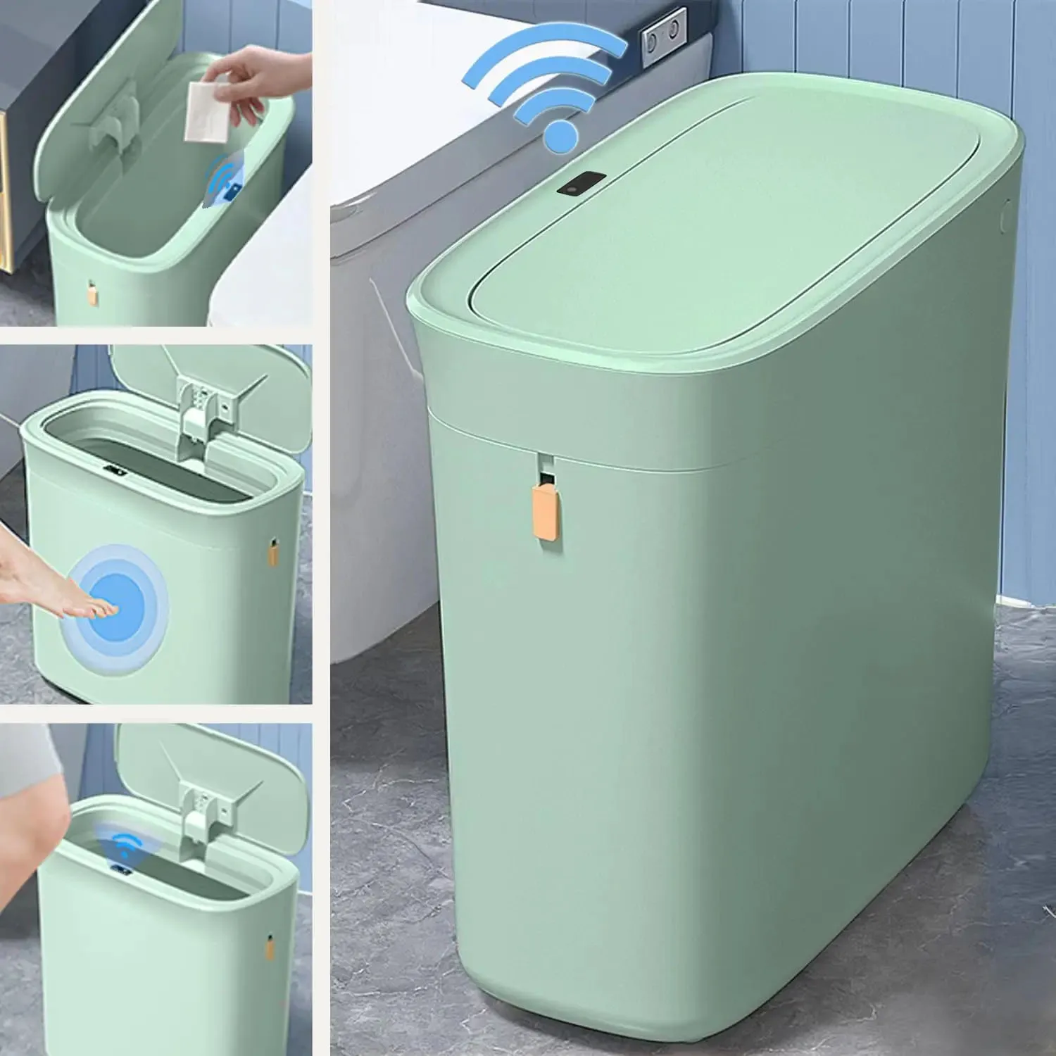 15L Automatic Trash Can, Touchless Bathroom Garbage Can, Narrow Trash Can with Lid, Motion Sensor Trash Can for Kitchen,Bedroom