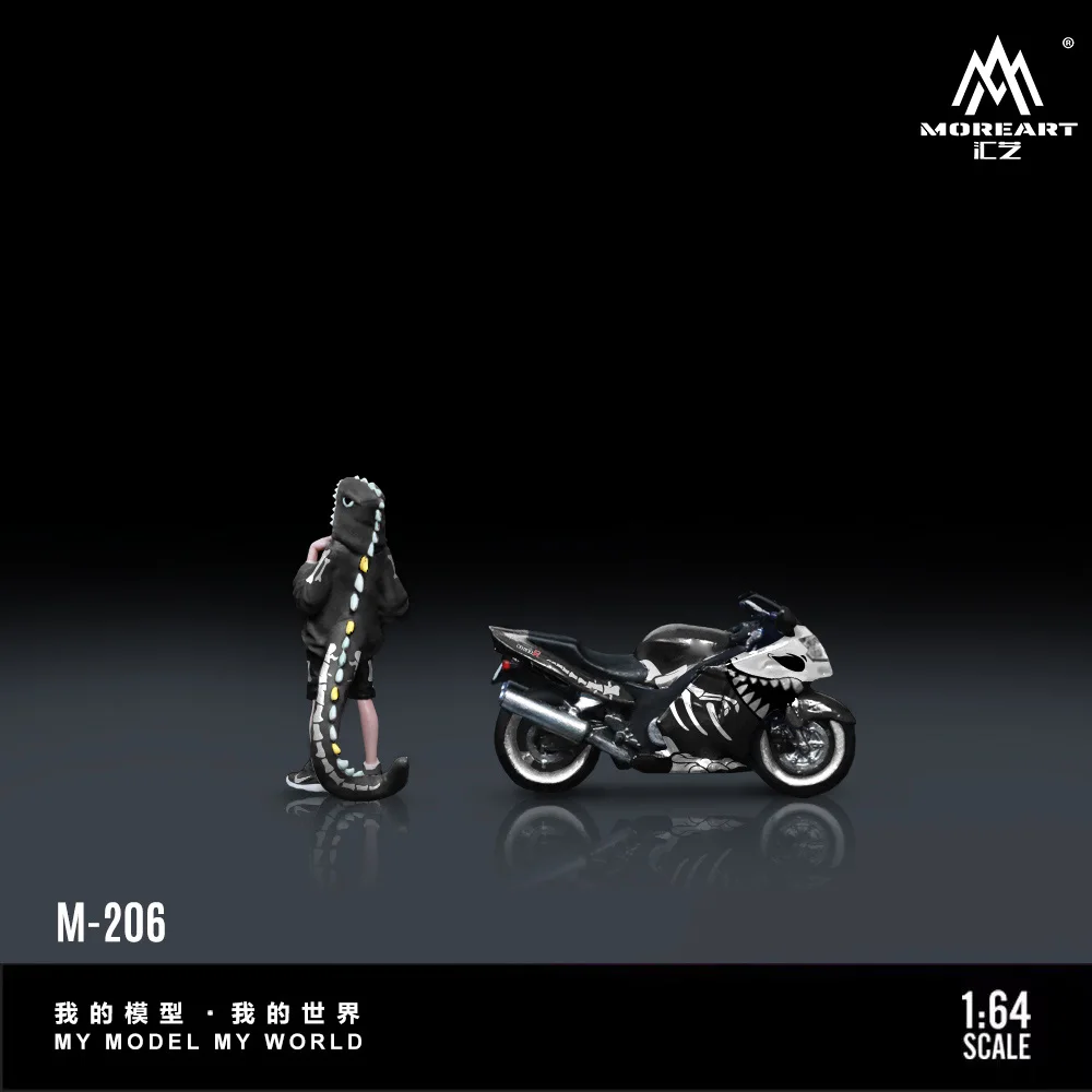 *Pre-Order*MoreArt 1:64 BR1100XX Bone Dragon Motorcycle Cool Girl Figure Resin Model, Miniature Scene Decoration Gift&Display