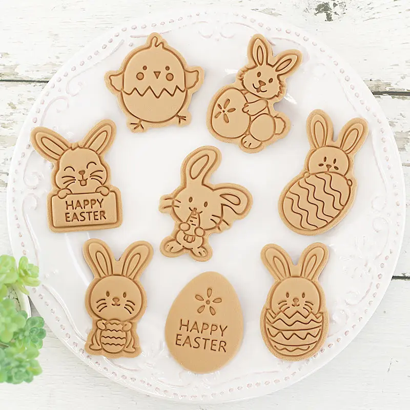 8Pcs/set Easter Cookie Cutters 3D Rabbit Egg Cartoon Bunny Molds Baking Tools Easter Party DIY Decorating Baking Cooking Tools