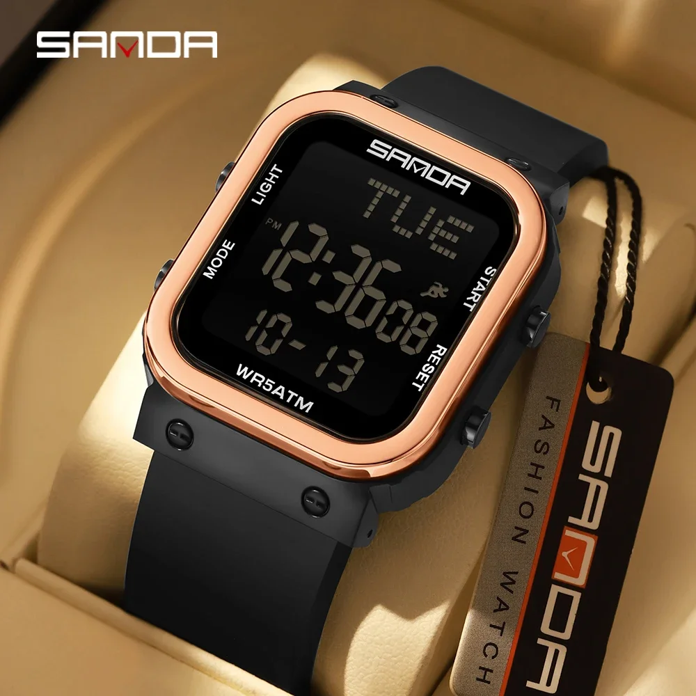 SANDA Digital Watch Men Military Army Sport Wristwatch Top Brand Luxury LED Stopwatch Waterproof Male Electronic Clock Gift