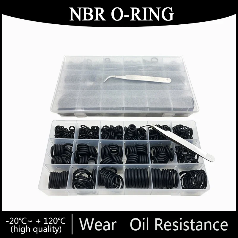 

430PCS NBR Seal Ring Kit Thickness 2/2.3/3/3.9mm Nitrile Rubber NBR O-Ring Gasket Sealing Ring O Rings Rubber Kit Set