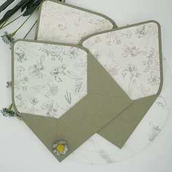5pcs/set Retro Avocado Green Paper Envelope With Lining for Wedding Invitation Gift Envelope Greeting Card Bag