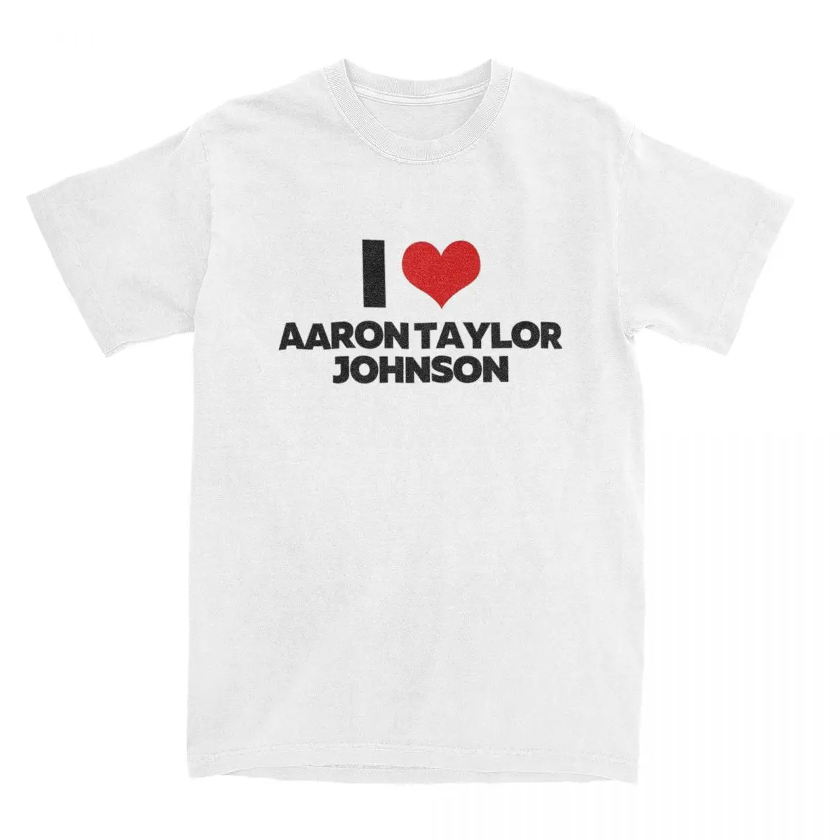 I Love Aaron Taylor Johnson T-Shirt for Men Novelty 100% Cotton Tee Shirt Crew Neck Short Sleeve T Shirts Graphic Printed Tops