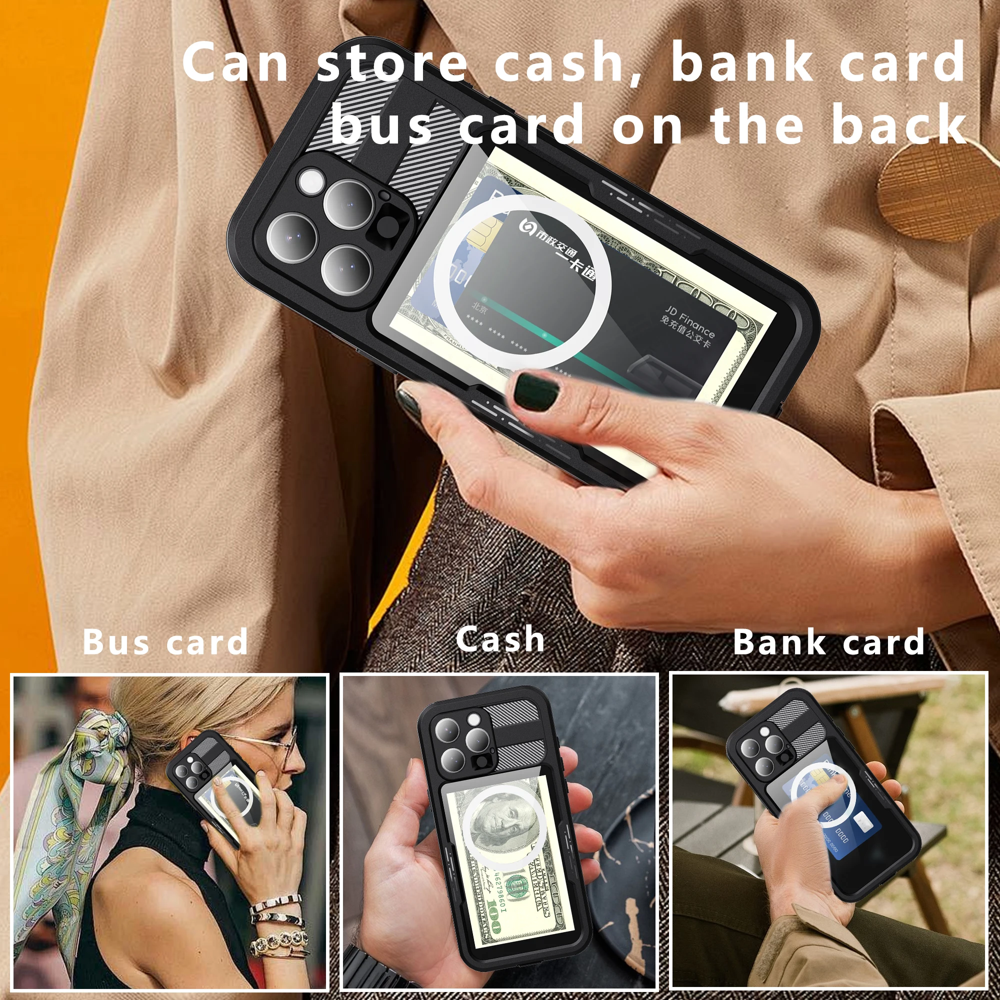 مناسبة لهاتف iPhone 16 Pro Max God of War مضادة للسقوط، مقاومة للماء، مقاومة للغبار، رفيعة، شفافة، ختم مغناطيسي، حافظة واقية مقاومة للمطر