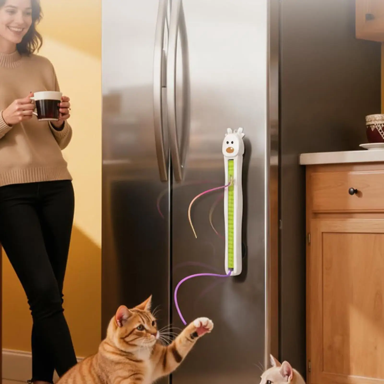 Interaktives Spielzeug für Katzen, an der Wand montiertes, fliegendes Schnurspielzeug, wiederaufladbares Katzenspielzeug für Zuhause, Wohnzimmer, Küche