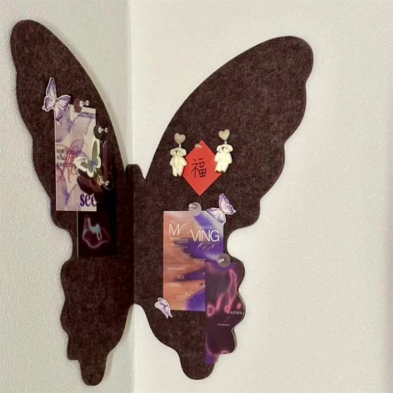 Butterflies Shaped Felt Photo Wall Set Butterflies Felt Bulletin Board Cork Board,Foldable Photo Board Self-Adhesive