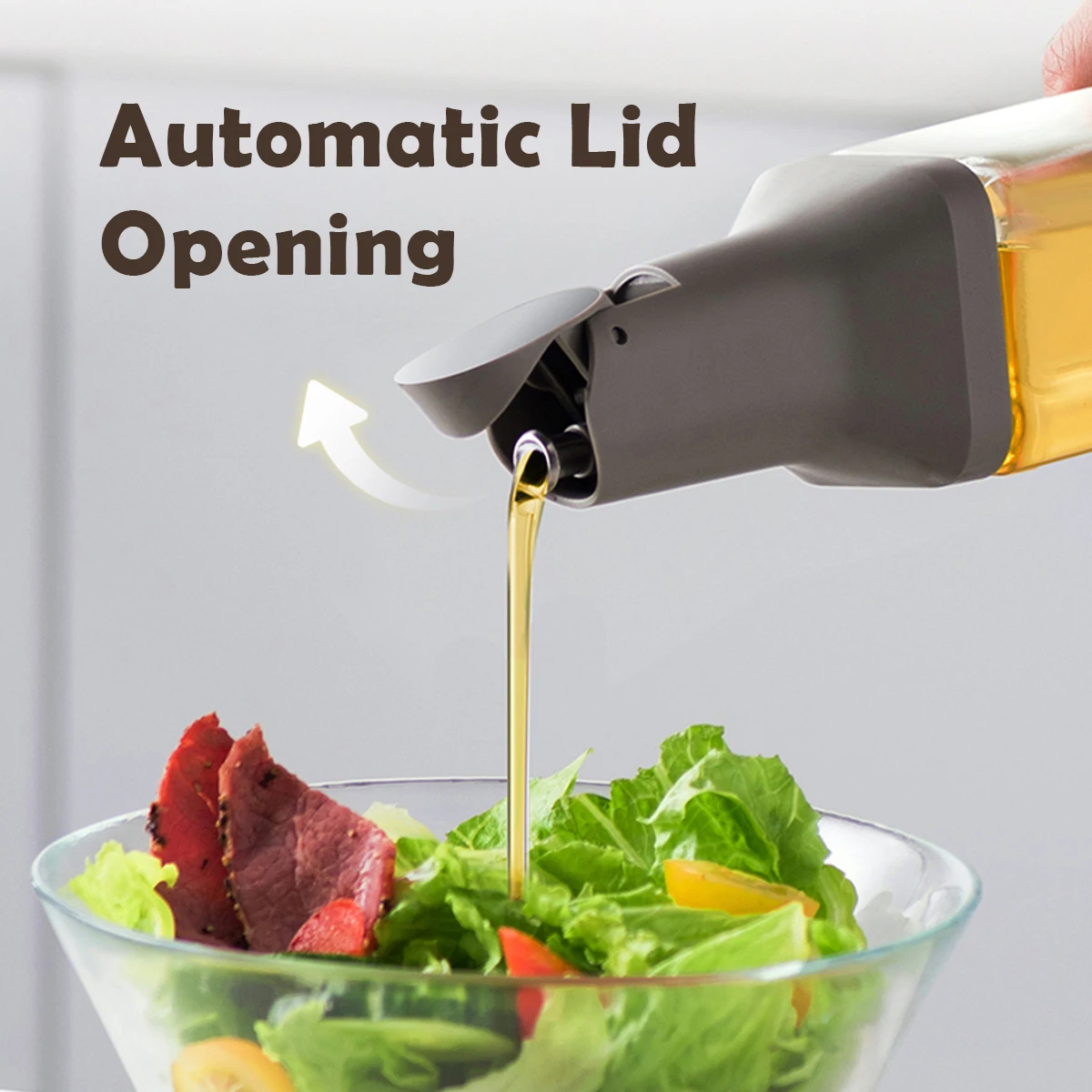 WMMO Automatic Opening Glass Oil Bottle Four Colors Pouring No Oil Leakage Easy to Clean Home Kitchen Cooking Oil Storage Bottle