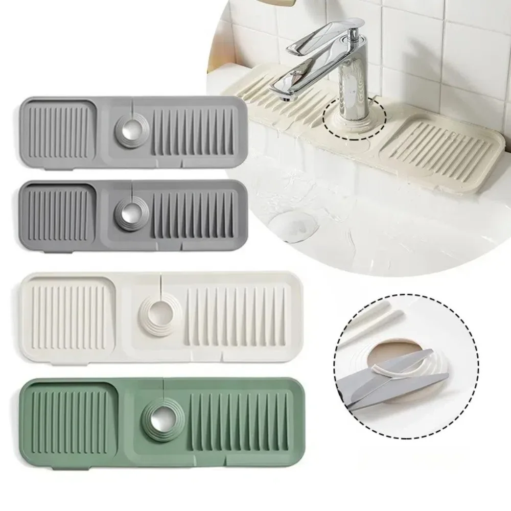 Portable Silicone Faucet Mat 37cm/45cm Thicken Sink Splash Guard Anti-slip Faucet Accessories Faucet Drying Pads for Bathroom