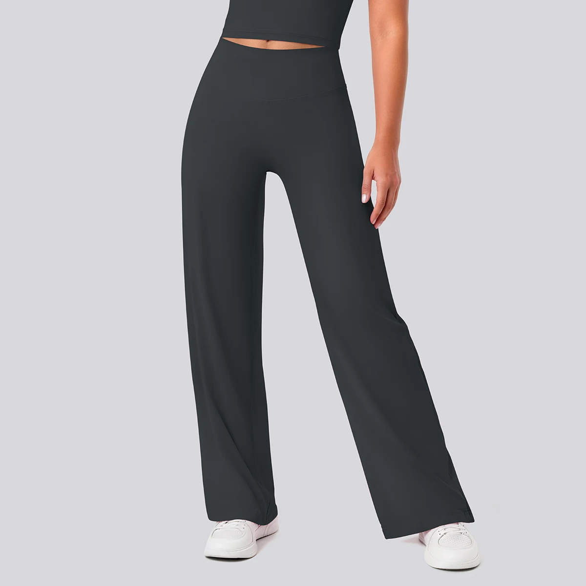 Rooftrellen Damen-Sporthose, Schlaghose, Hochgeschnittene, Lose Weite Hose, Einfarbig, Dünne Fitness-Sporthose für Frauen – Detail 30