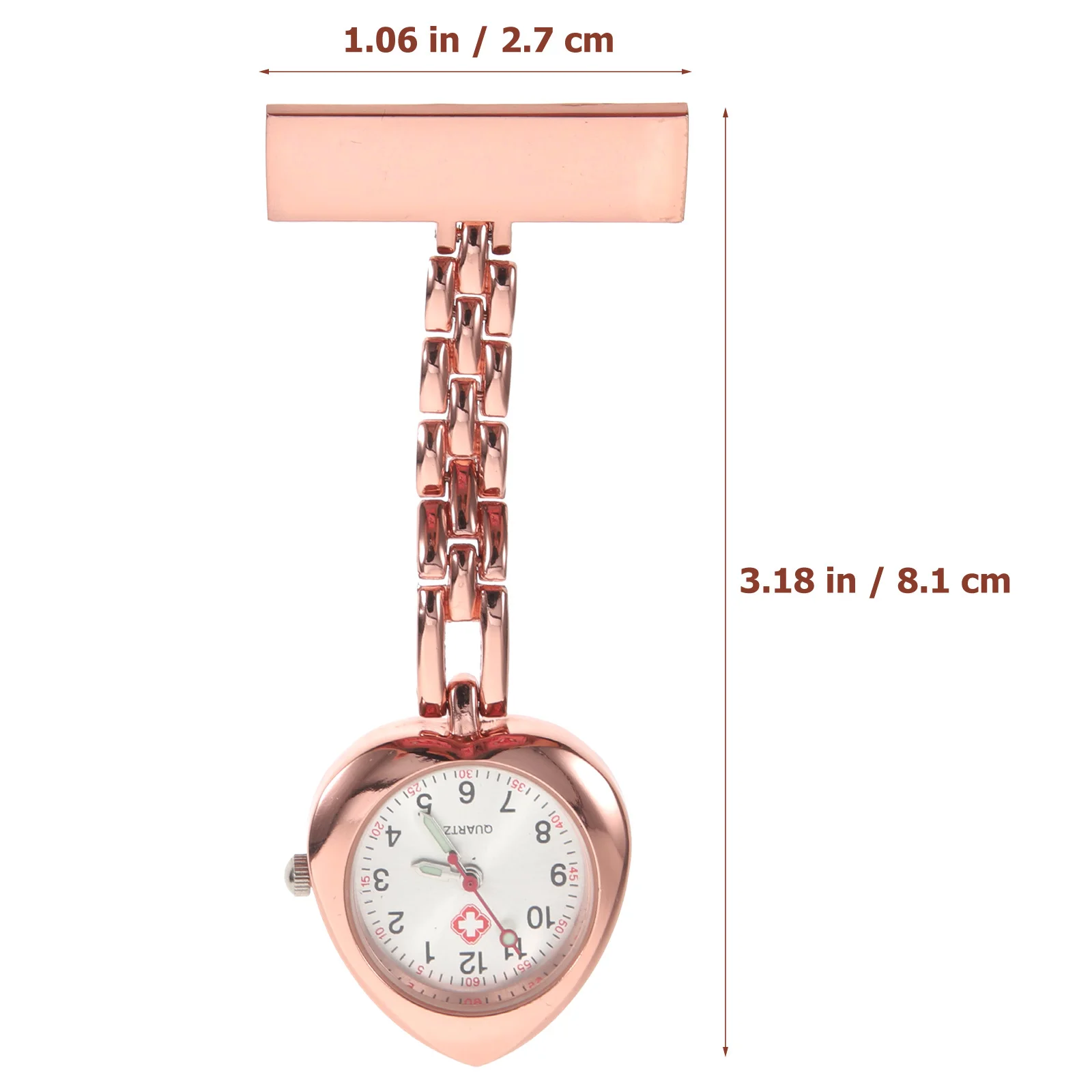 Orologio da petto a forma di cuore Orologio da tasca da infermiera pratico e durevole con quadrante più grande Lettura chiara del tempo Design elegante